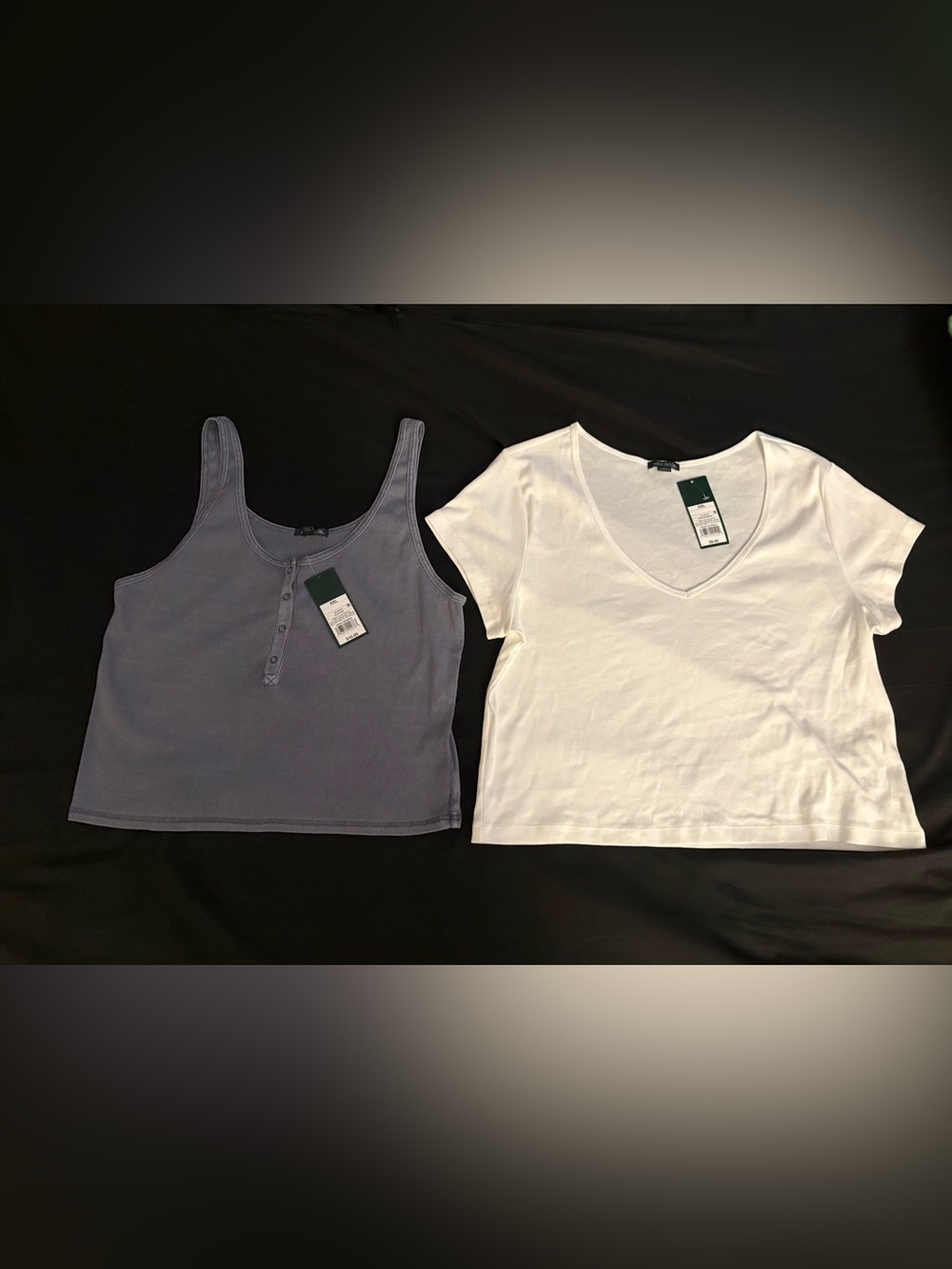 Women's Wild Fable White V-Neck Tee and Blue/Grey Ribbed Tank Set Both XXL & NWT